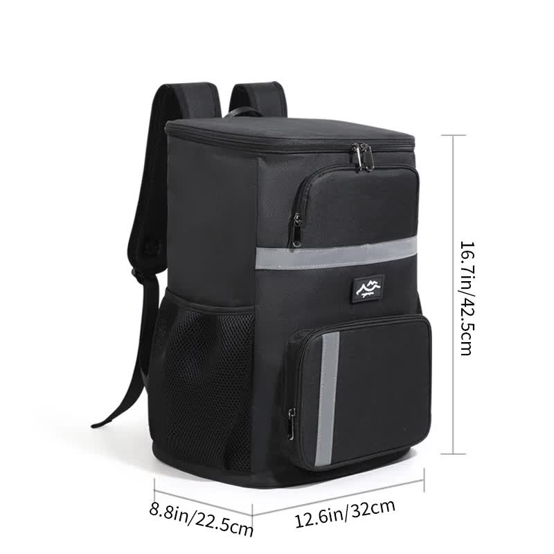 Insulated Cooler Backpack - Portable Outdoor Picnic and Beverage Bag with Bottle Opener (Black)