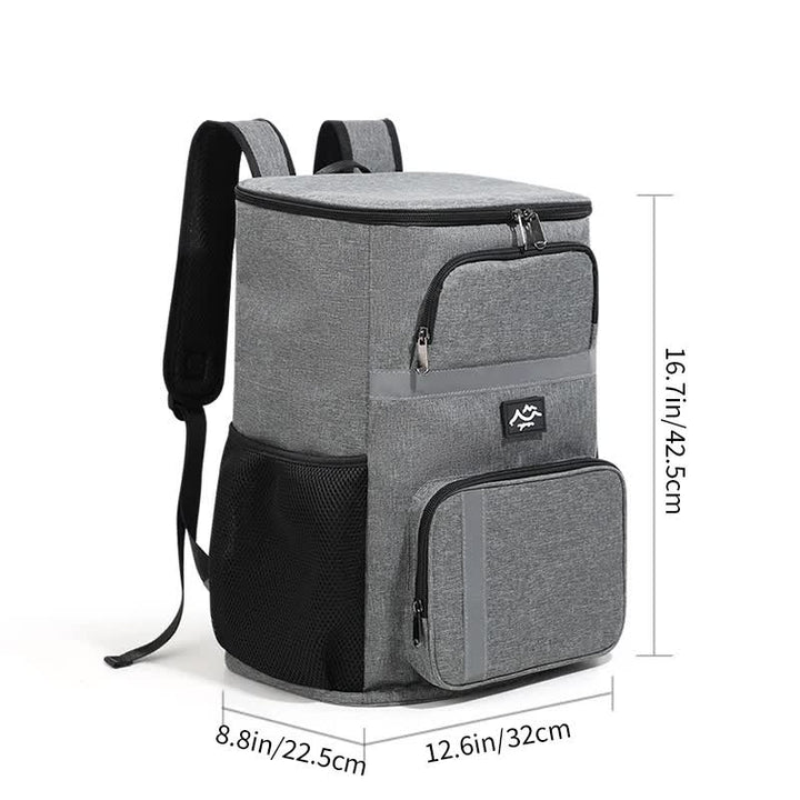 Insulated Cooler Backpack - Portable Outdoor Picnic and Beverage Bag with Bottle Opener (Gray)