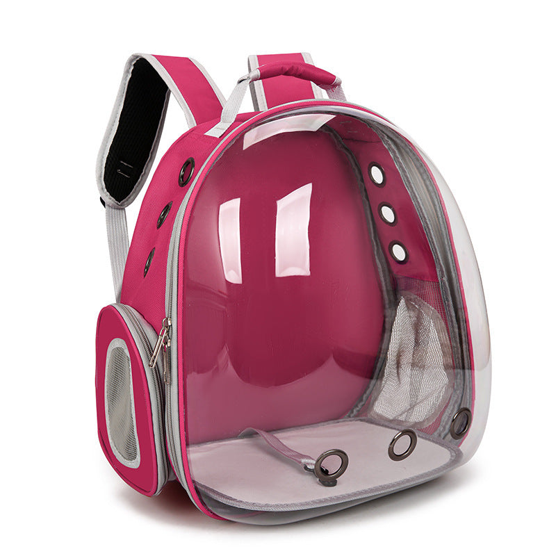 Rose Red Pet Carrier Backpack with Transparent Window 33*18*42cm