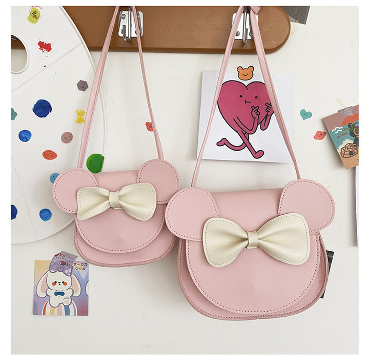 Adorable Bow Bear Crossbody Bag for Kids - Pink Shoulder Bag 18*17*8cm