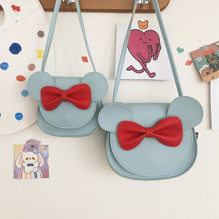 Adorable Bow Bear Crossbody Bag for Kids - Blue Shoulder Bag 18*17*8cm