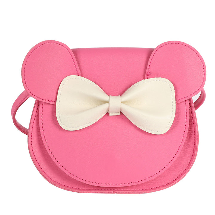 Adorable Bow Bear Crossbody Bag for Kids - Rose Red Shoulder Bag 18*17*8cm