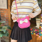 Adorable Bow Bear Crossbody Bag for Kids - Rose Red Shoulder Bag 18*17*8cm