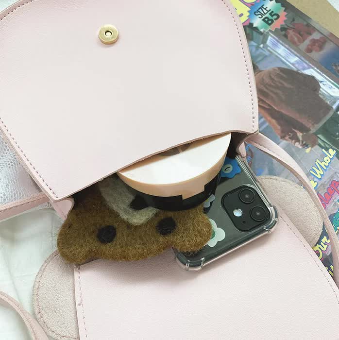 Adorable Bow Bear Crossbody Bag for Kids - Purple Small Shoulder Bag 13*13*5cm