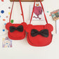 Adorable Bow Bear Crossbody Bag for Kids - Red Small Shoulder Bag 13*13*5cm