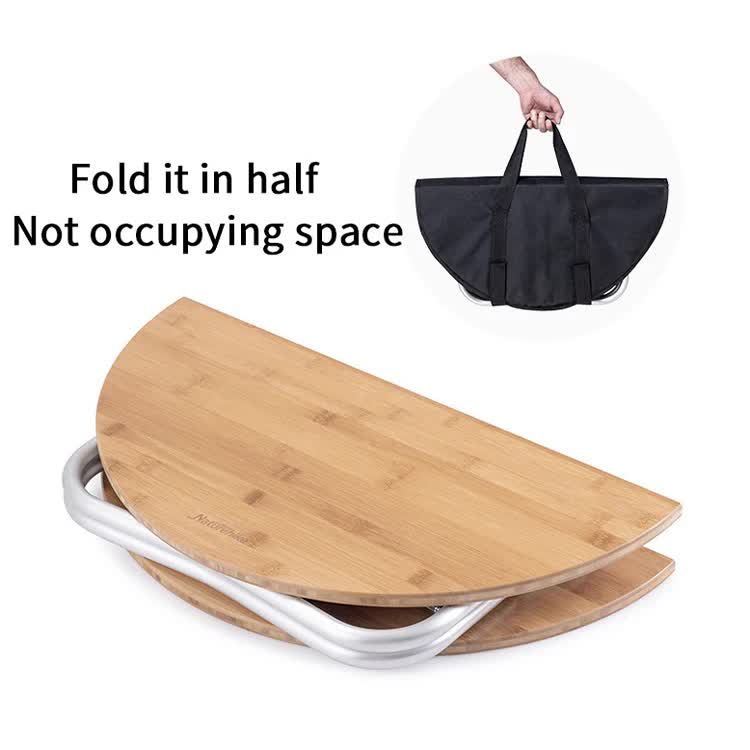 Portable Bamboo Folding Camping Table - Lightweight Round Table with Aluminum Alloy Frame for Outdoor Activities 60*60*27cm