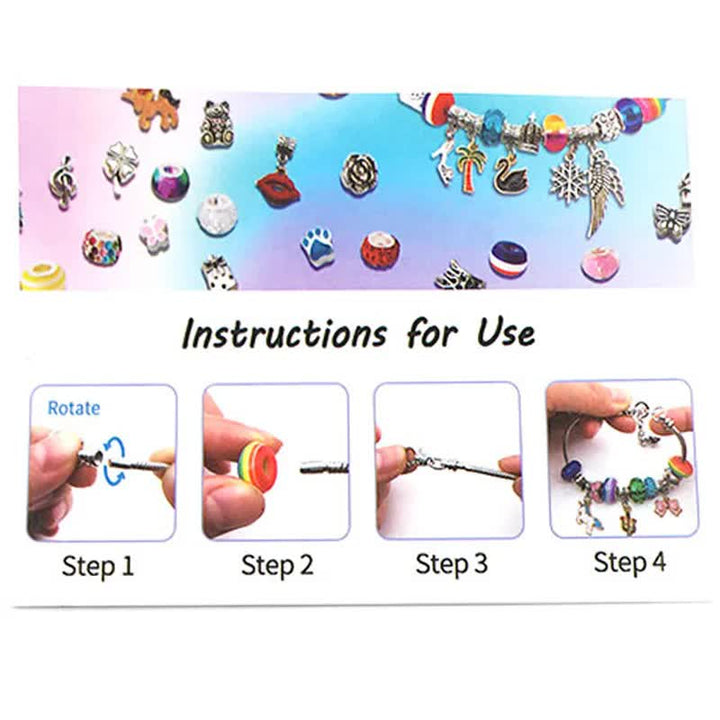 DIY Charm Bracelet Making Kit - Colorful Beads and Charms Set with Storage Box(76PCS)