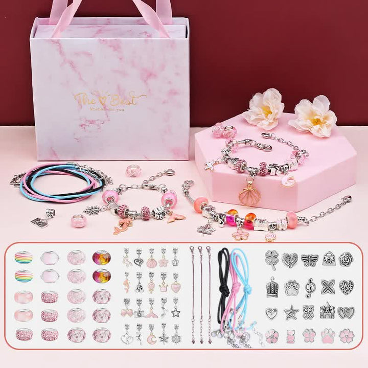 DIY Charm Bracelet and Necklace Making Kit - Luxury Gift Set with Drawer Box (66PCS)