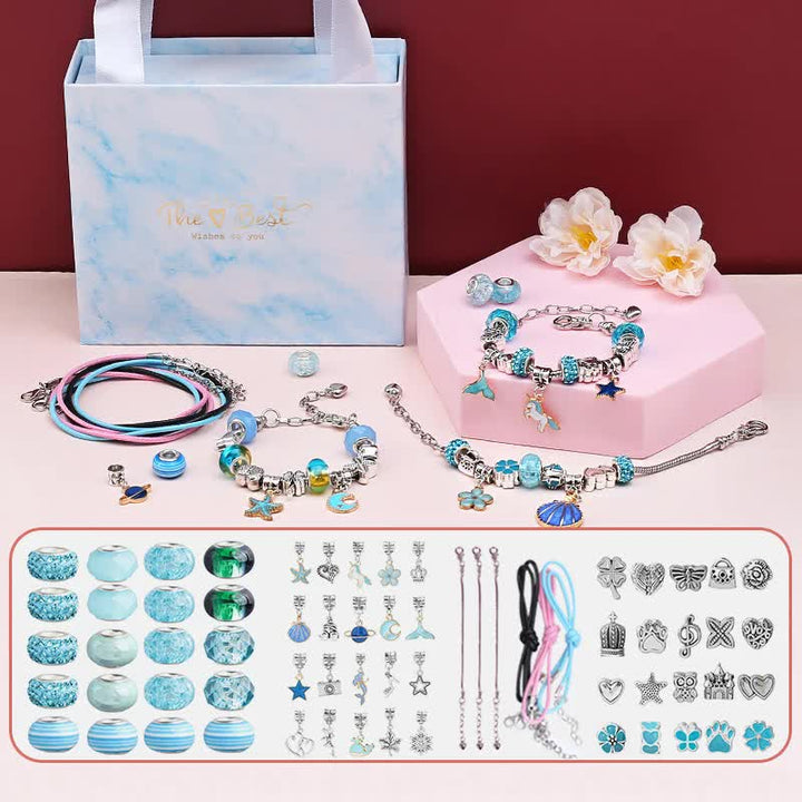 DIY Charm Bracelet and Necklace Making Kit - Luxury Gift Set with Drawer Box (66PCS)