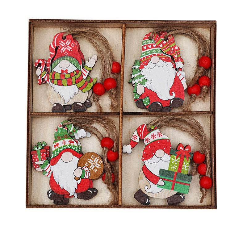 (2 set)Christmas Gnome Ornaments Set - Festive Wooden Decorations for Tree, Set of 12