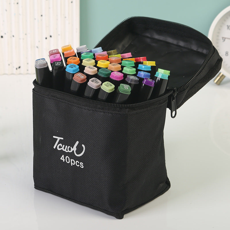 Professional Dual-Tip Marker Set - 40 Colors with Color-Coded Caps for Easy Identification