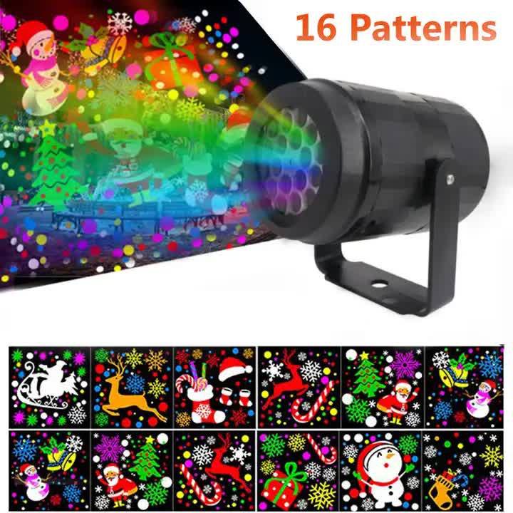 Indoor Snowstorm Projector Light - 16 Pattern Rotating LED Christmas Projection Lamp for Festive Decor