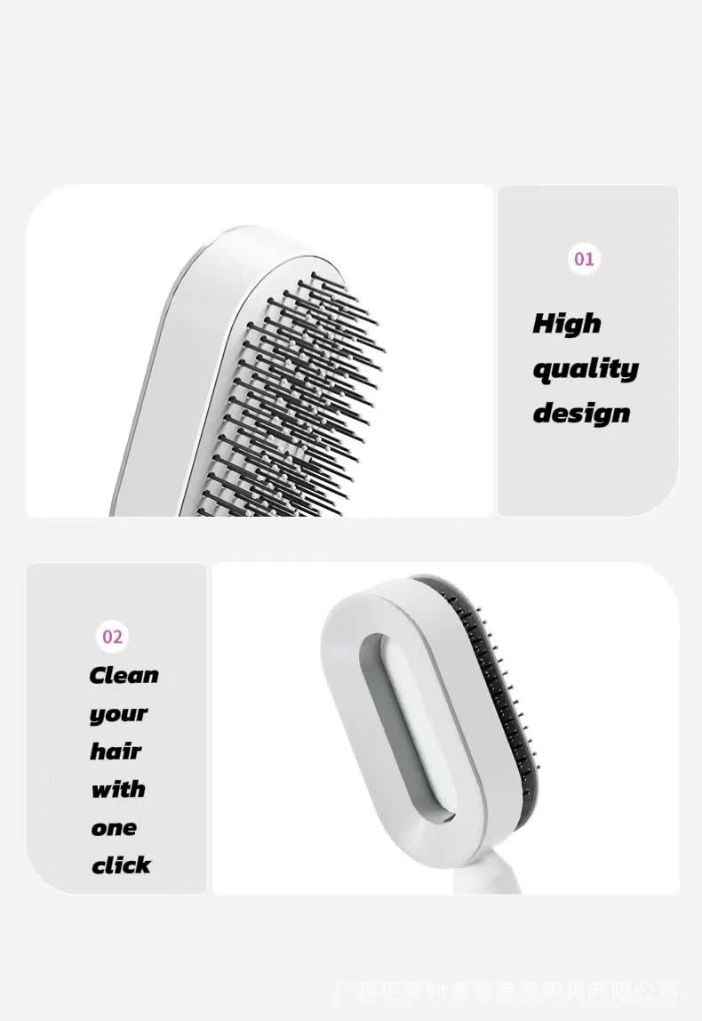 Self-Cleaning Hair Brush with One-Click Release | Massage Cushion Design, Anti-Frizz and Detangling Brush (purple)