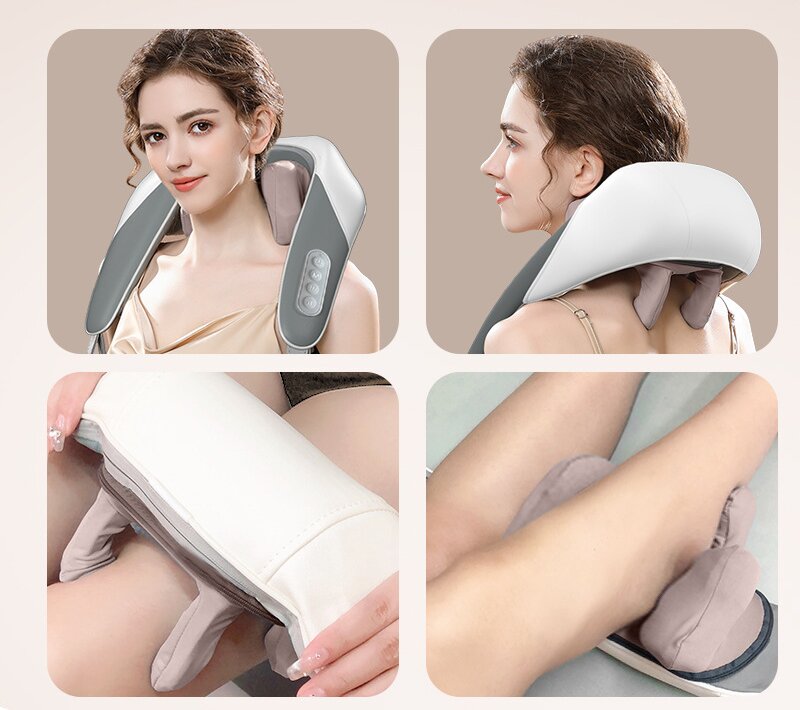 Portable Shiatsu Neck and Shoulder Massager with Heat | Rechargeable 2000mAh Battery