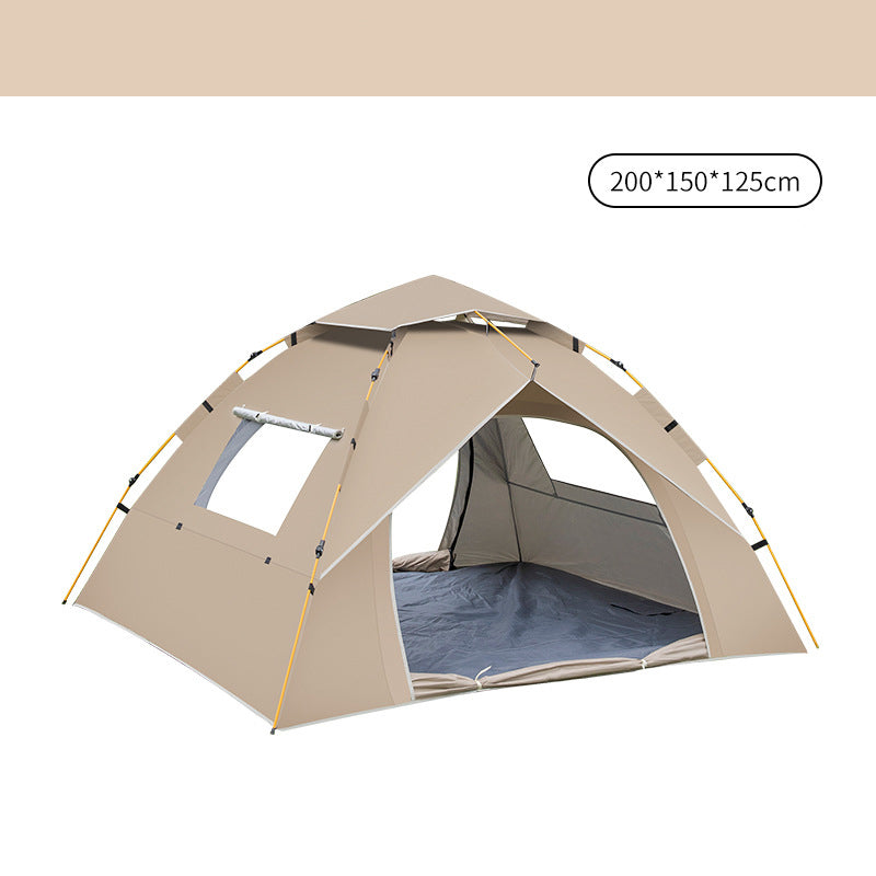 Khaki 2 Person Lightweight Camping Tent (200*150*125cm) | UV Protection Silver Coated, Dual Doors & Windows