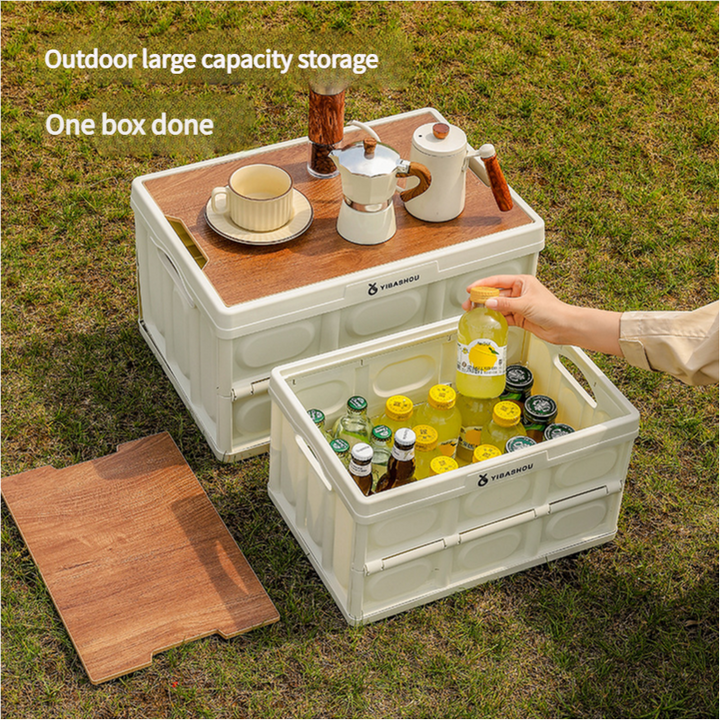 54 x 36 x 29 cm Collapsible White Outdoor Storage Box | Large Capacity, Foldable to 7 cm, Durable Design