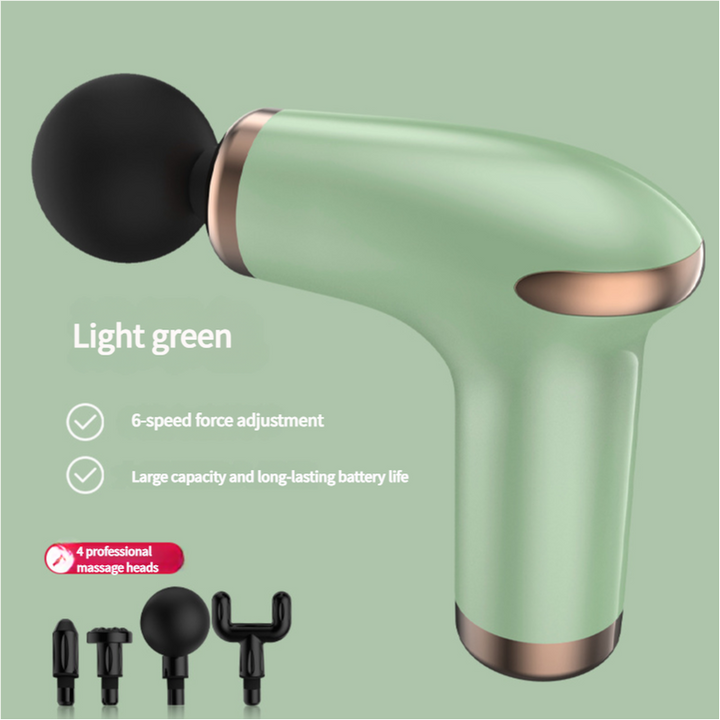 Green Massage Gun - 6-Speed Deep Tissue Massager with 4 Professional Massage Heads