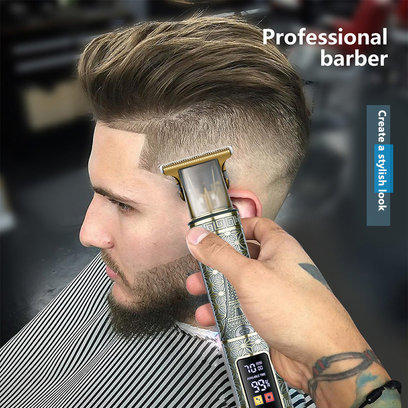 Professional Dragon Design Hair Clipper - Cordless Hair Trimmer with Digital Display, Adjustable Guards, and USB Charging