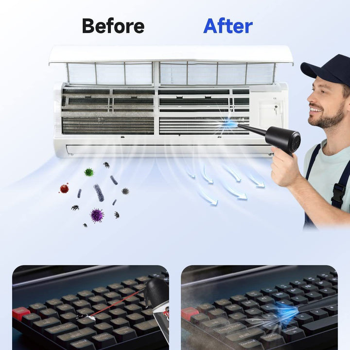 Electric Air Duster for Cleaning Computers, Keyboards, Car Interiors - Wireless and Portable Blower