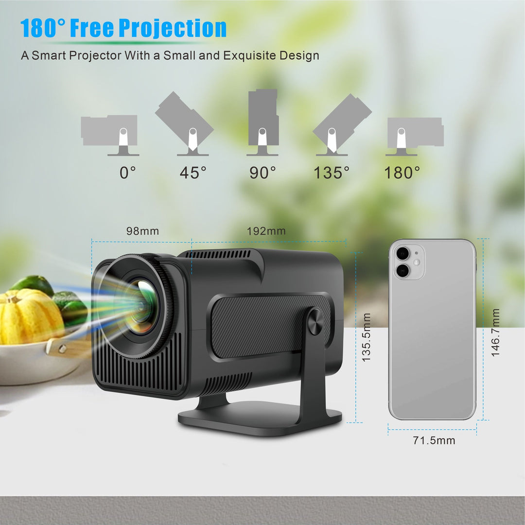 HY320 Android AOSP 4K Full HD Video Projector with Wi-Fi 6 & Auto Keystone Correction