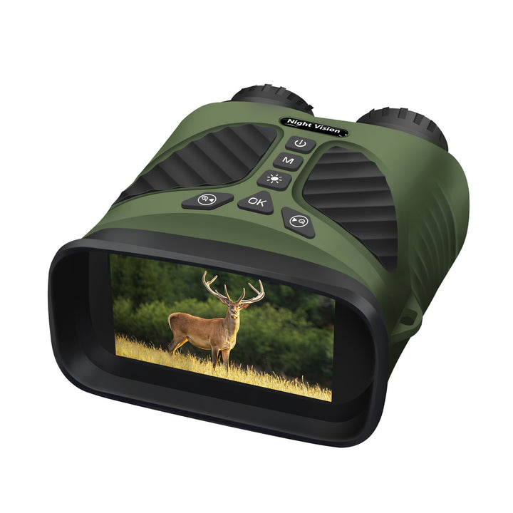 Green Digital Night Vision Binoculars - 3.0'' IPS Screen, 10X Optical Zoom, 2.5K Video Recording, Infrared for 300m Range