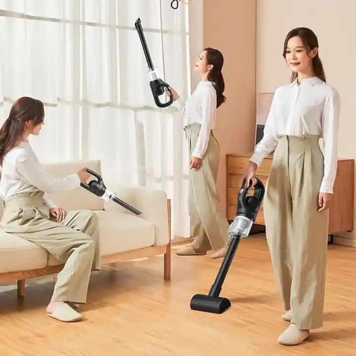 Black Portable Cordless Vacuum Cleaner - 120W, 10KPa Suction, 2000mAh Battery, Lightweight Design, with Soft Brush Attachment