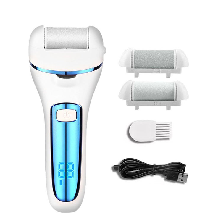 Blue Rechargeable Electric Foot File Callus Remover with LED Display and USB Charging