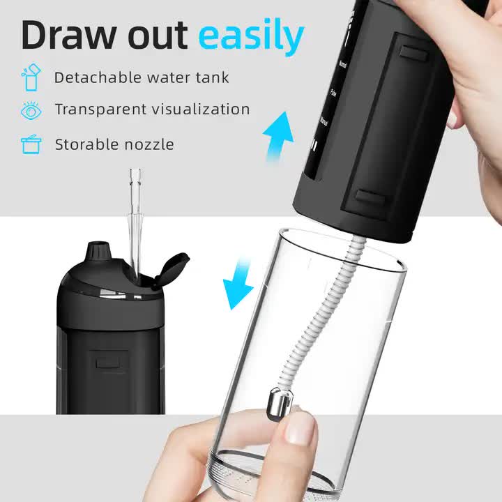 L13 Black Portable Electric Water Flosser - Handheld Teeth Cleaner, USB Rechargeable, Deep Oral Irrigator