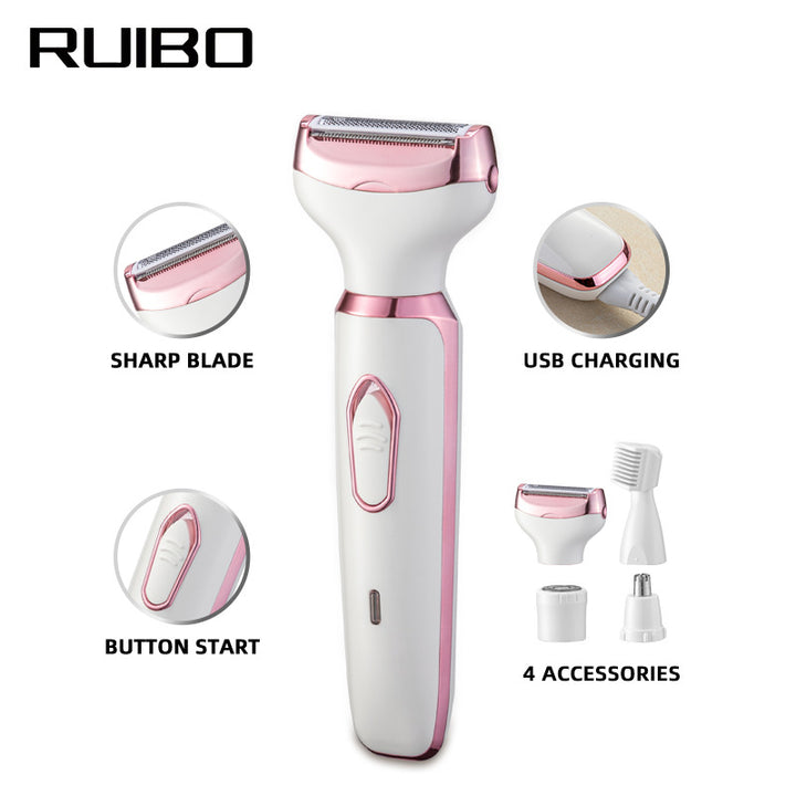 Women's 4-in-1 Electric Hair Removal Razor for Sensitive Areas - Underarm, Bikini Line & Body Grooming (3028 white)