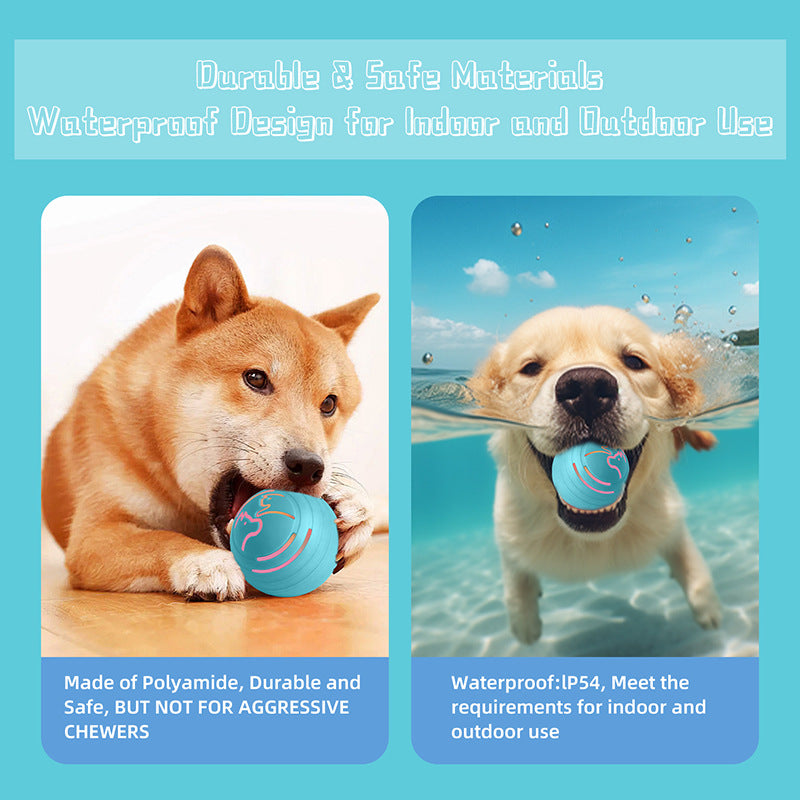 2PCS Blue Rechargeable Automatic Jumping Pet Toy Ball - Interactive Smart Play Ball for Dogs & Cats