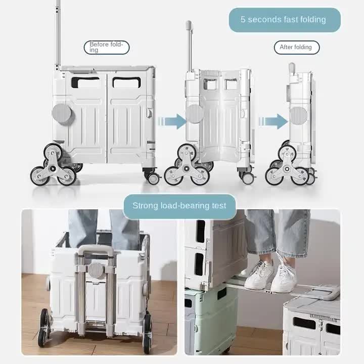 Nordic Black Climbing Wheel Folding Cart - Compact and Durable for Outdoor Camping and Picnics