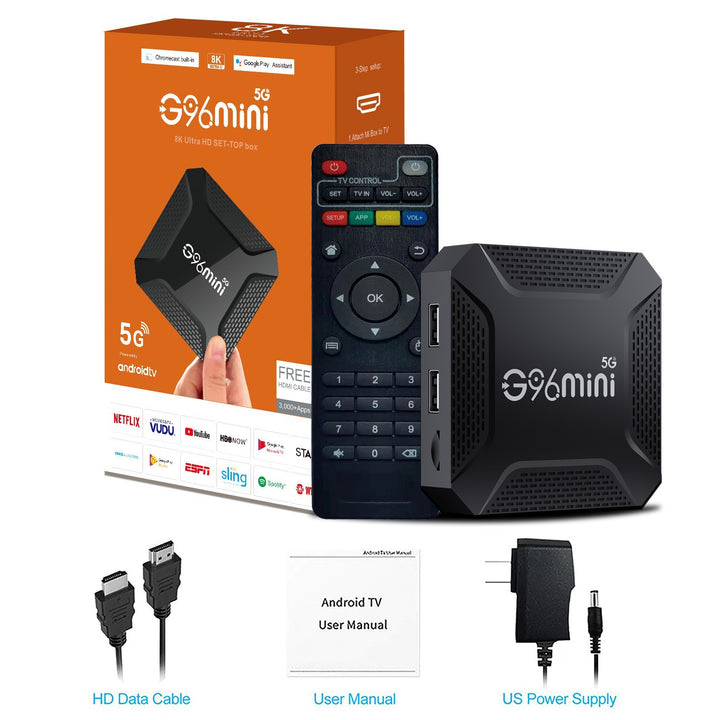 G96mini 5G Android TV Box - RK3228 Processor, 8K HD, Android 13.0, WiFi 5, Smart TV Box(1G+8G)