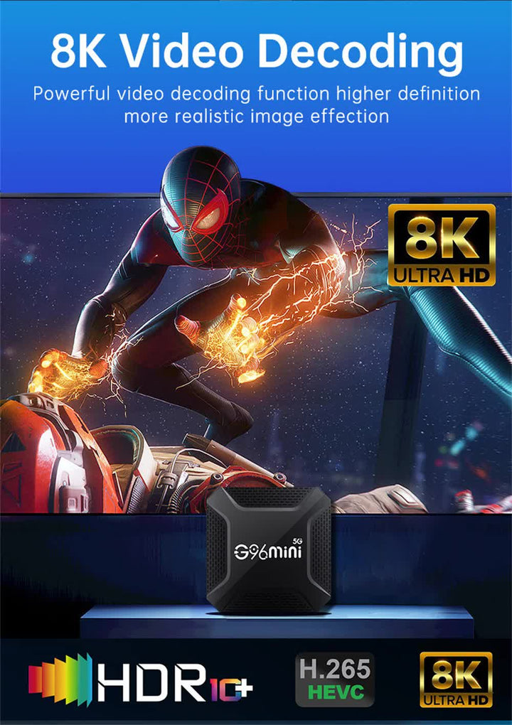 G96mini 5G Android TV Box - RK3228 Processor, 8K HD, Android 13.0, WiFi 5, Smart TV Box(1G+8G)