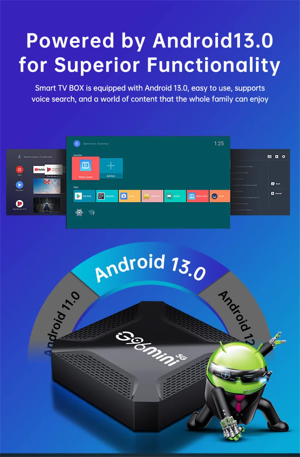 G96mini 5G Android TV Box - RK3228 Processor, 8K HD, Android 13.0, WiFi 5, Smart TV Box(2G+16G)