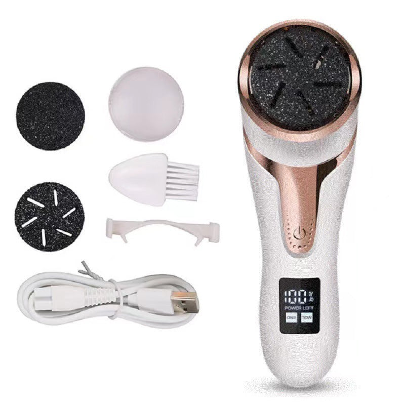 White Electric Foot Callus Remover - Rechargeable Waterproof Pedicure Tool with Automatic Dead Skin Removal