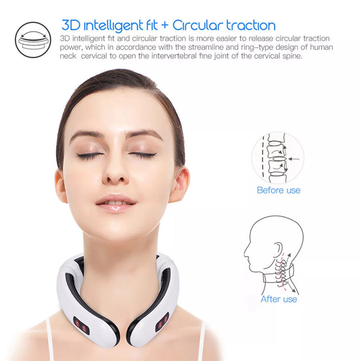 Neck Massager with Pulse Therapy - Intelligent Cervical Massage Device for Pain Relief and Relaxation