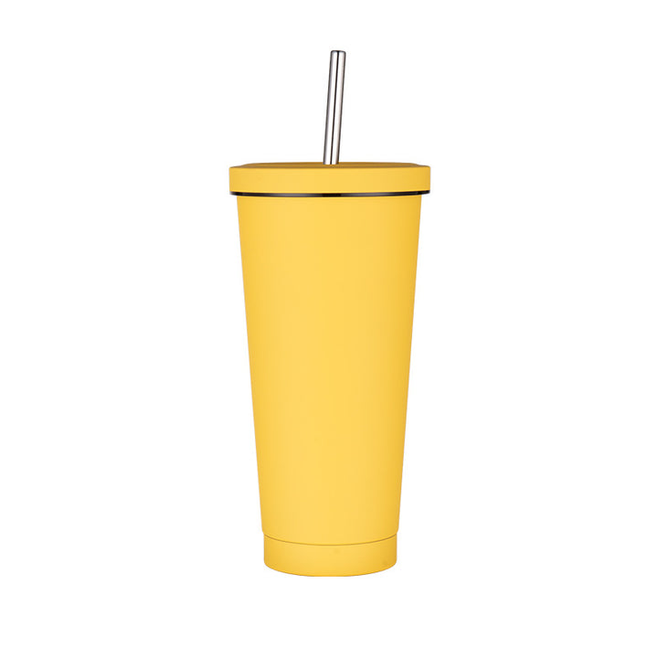 750ml Yellow Straw Cup - 304 Stainless Steel Reusable BPA-Free Water Bottle with Leak-Proof Lid, Large Capacity, Perfect for Hydration On-the-Go