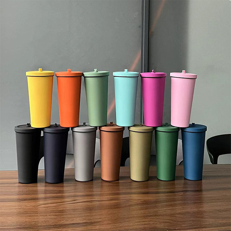 750ml Blue-green Straw Cup - 304 Stainless Steel Reusable BPA-Free Water Bottle with Leak-Proof Lid, Large Capacity, Perfect for Hydration On-the-Go