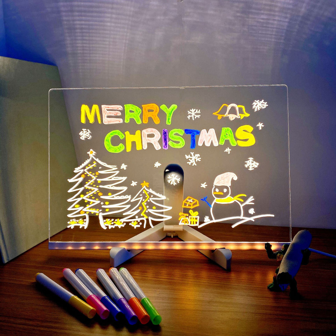 5.9' x 5.9' x 0.11' Erasable DIY Kids Drawing Board Glow-in-the-Dark Writing Board, Reusable Chalkboard for Art & Learning, Creative Handicraft Toy