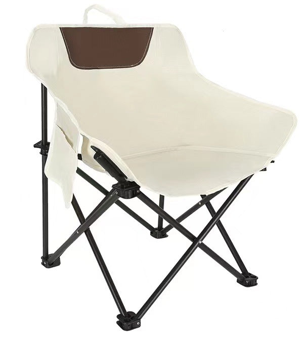 White Outdoor Folding Camping Chair – Portable Lounge Chair, Lightweight Beach Chair, Fishing Stool, and Picnic Seat, Perfect for Outdoor Adventures