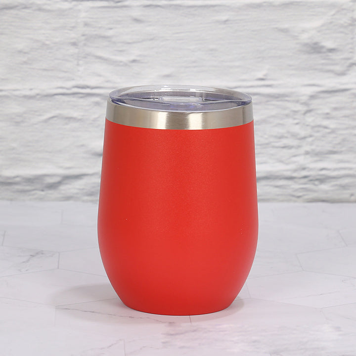 Red 12oz Double-Wall Vacuum 304 Eggshell Cup - Mini Portable Insulated U-Shaped Cup, Creative Small Beer Mug