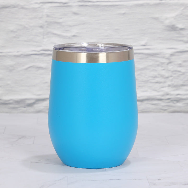 Blue 12oz Double-Wall Vacuum 304 Eggshell Cup - Mini Portable Insulated U-Shaped Cup, Creative Small Beer Mug