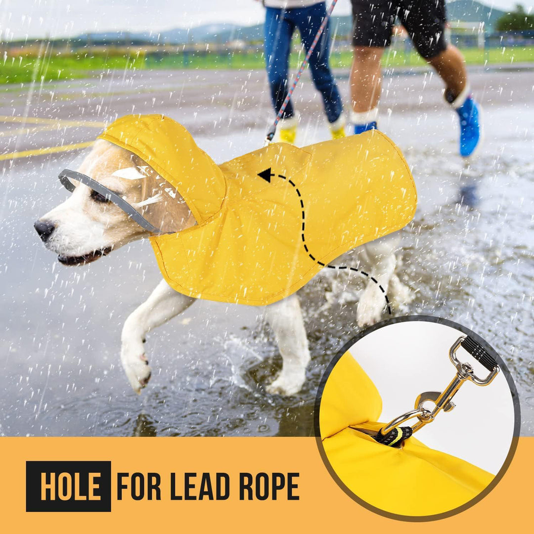 S Yellow Reflective Adjustable Pet Raincoat with Hood - Waterproof Dog Jacket, Adjustable Dog Poncho for Outdoor Protection