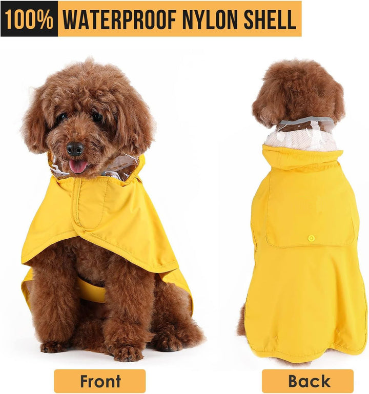 M Orange Reflective Adjustable Pet Raincoat with Hood - Waterproof Dog Jacket, Adjustable Dog Poncho for Outdoor Protection