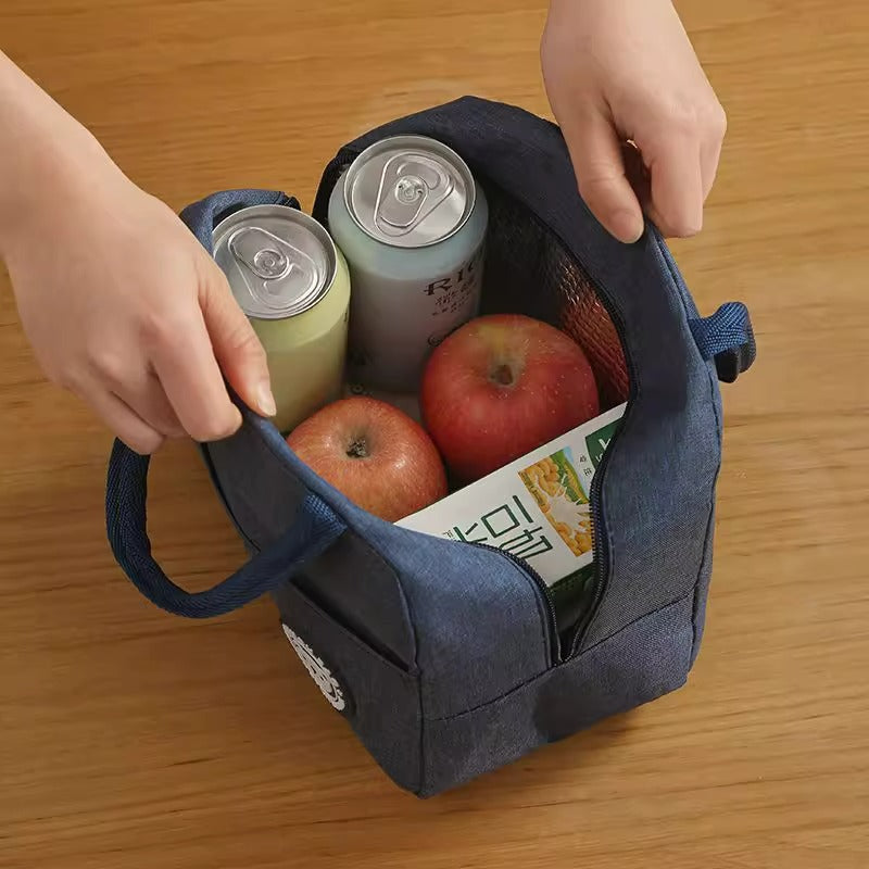 Blue Insulated Lunch Bag - Waterproof, Oil-Proof Bento Bag for Students and Workers, Thickened Aluminum Foil Lunch Carrier