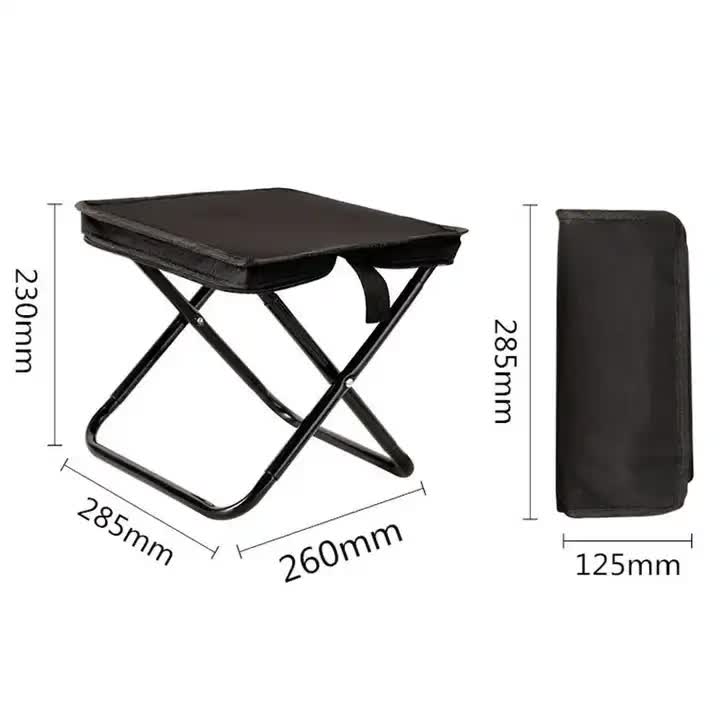 Beige Outdoor Folding Stool with Carrying Handle - Portable Camping Seat, Fishing Chair, Collapsible Zipper Stool for Outdoors, Queueing, and More