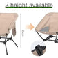 Black Portable Lightweight Folding Beach Chair - Compact Fishing Chair with Square Legs for Outdoor Use