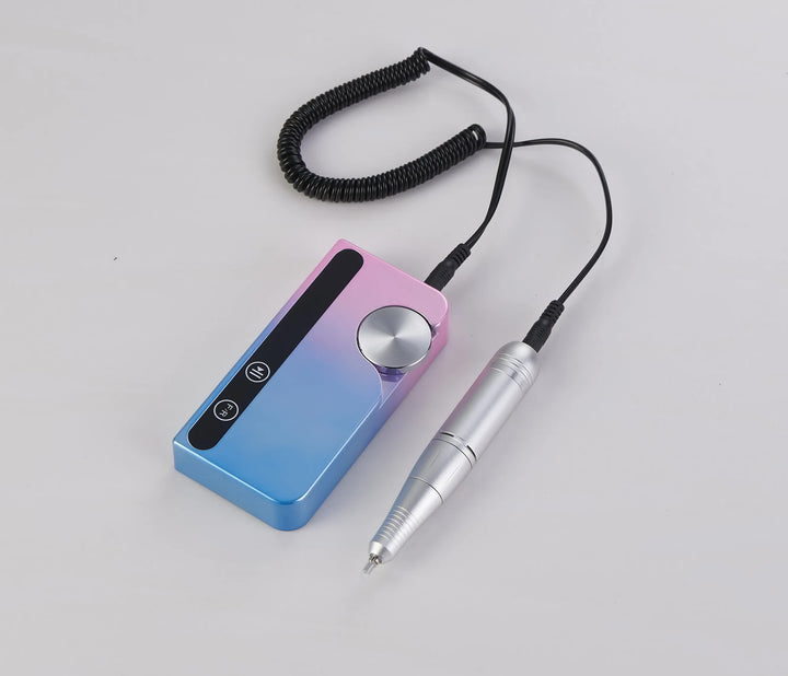 Blue-pink Portable Rechargeable Electric Nail Drill - Professional Nail Polishing Machine for Beauty Salons