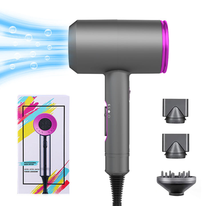 Grey Negative Ion Hair Dryer - Professional Ionic Blow Dryer for Fast Drying and Frizz Control