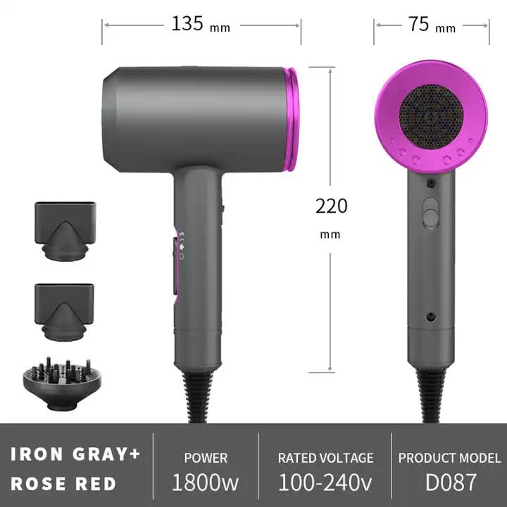 Black Negative Ion Hair Dryer - Professional Ionic Blow Dryer for Fast Drying and Frizz Control